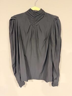 BA&SH Black Pleated Crepe De Chine Blouse Size Medium